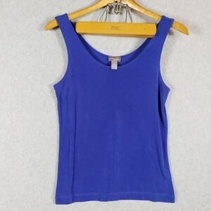 Chico's Travelers Collection Blue‎ Ribbed Sleeveless Tank Top Size 1 Medium